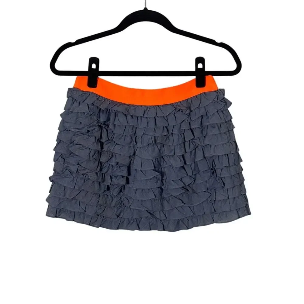 J. Crew Lucca Chambray Orange Ruffle‎ Mini Skirt 24332 Size XS